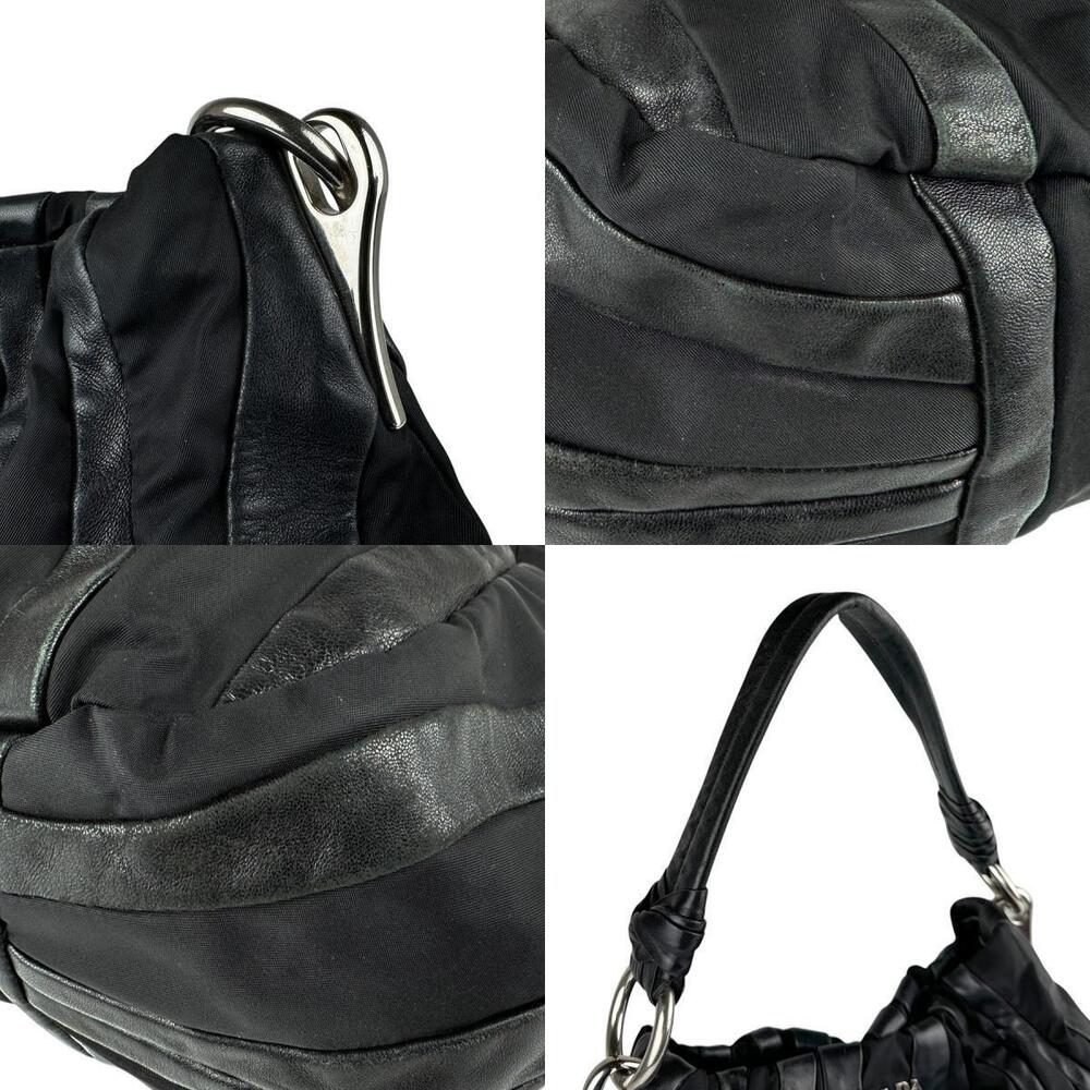 Prada black bag leather accents silver shoulder - Picture 4 of 4
